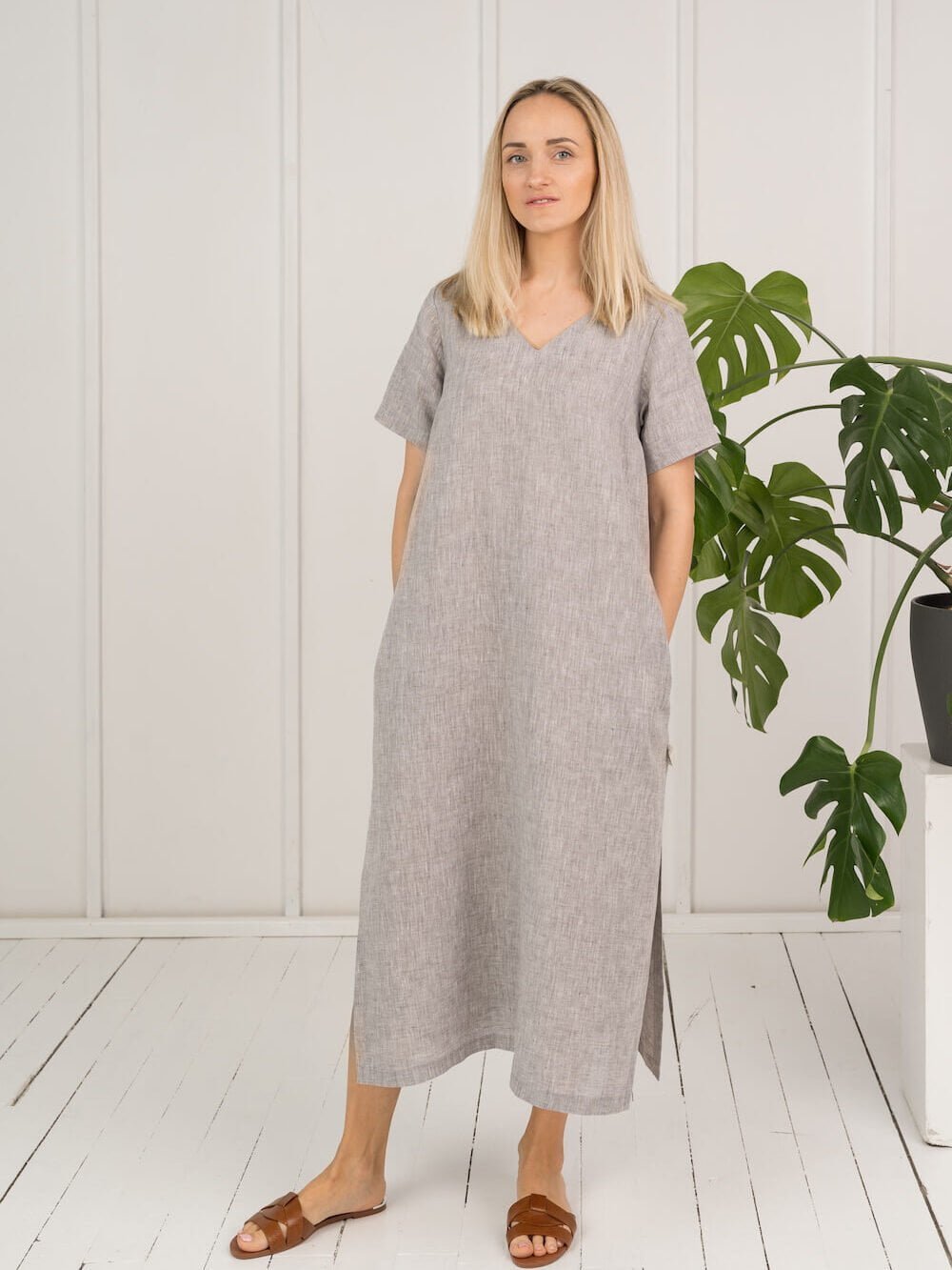 plus size linen dress with pockets