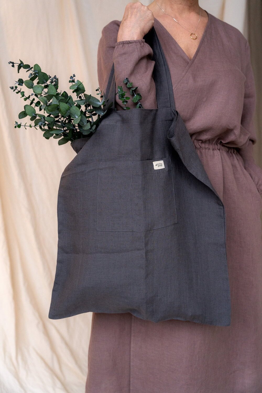 large linen tote bag