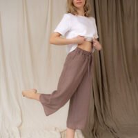 capri linen pants with pockets