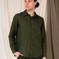 buttoned men's linen shirts