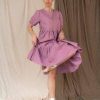 pleated linen dress for women