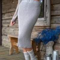 midi style knitted merino wool women skirt