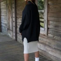 midi style knitted merino wool women skirt