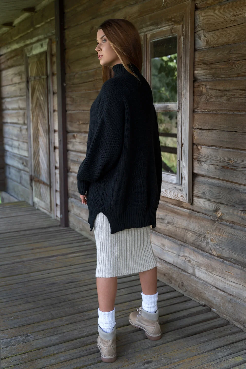 midi style knitted merino wool women skirt