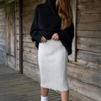 midi style knitted merino wool women skirt