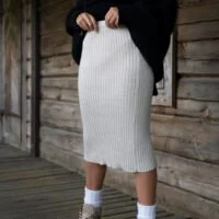 midi style knitted merino wool women skirt