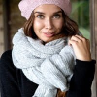 chunky mohair wool long scarf for women