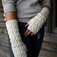 Long warm alpaca wool fingerless hand warmers