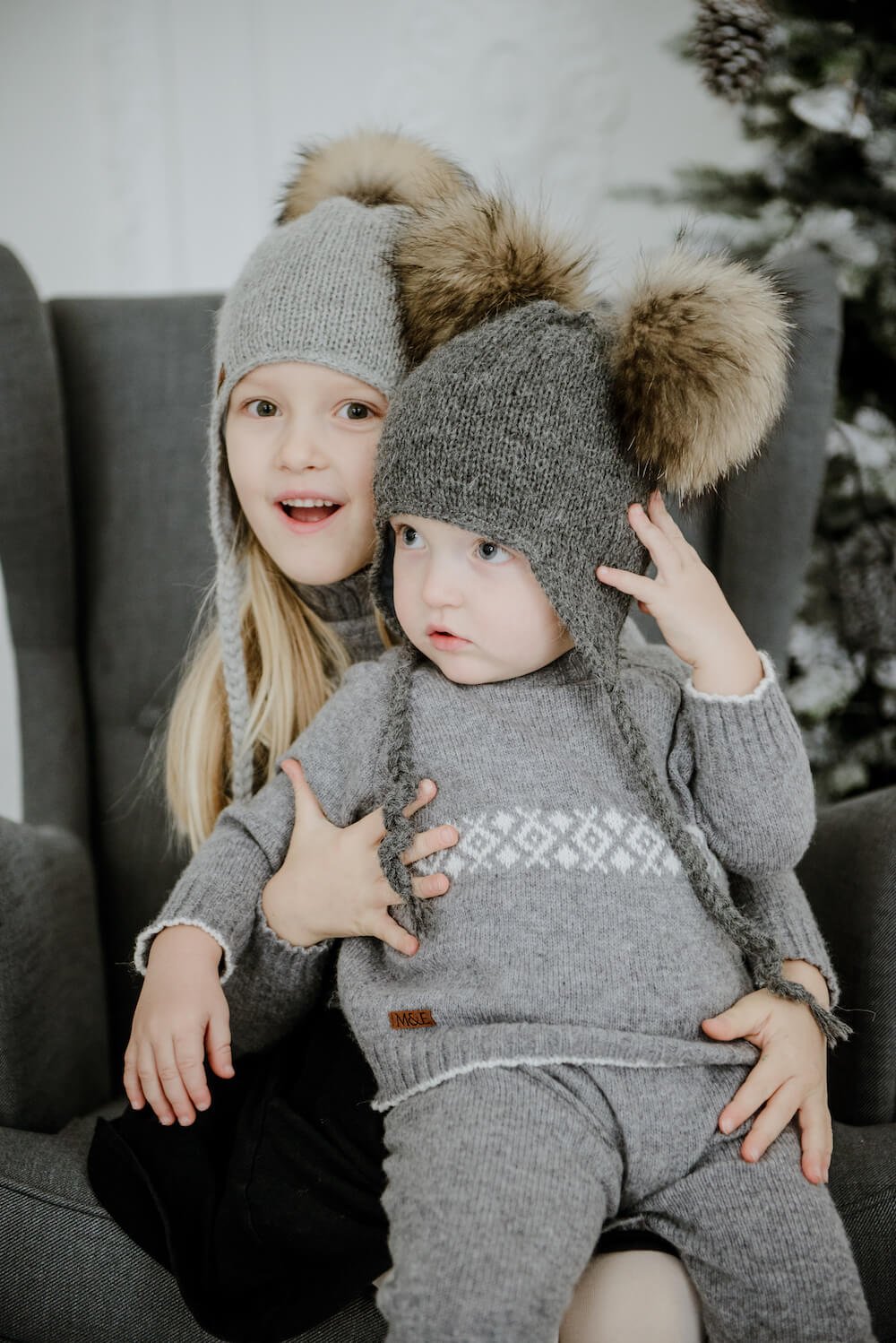 hand knit alpaca wool winter cap for kids