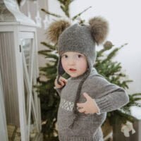 hand knit alpaca wool winter cap for kids