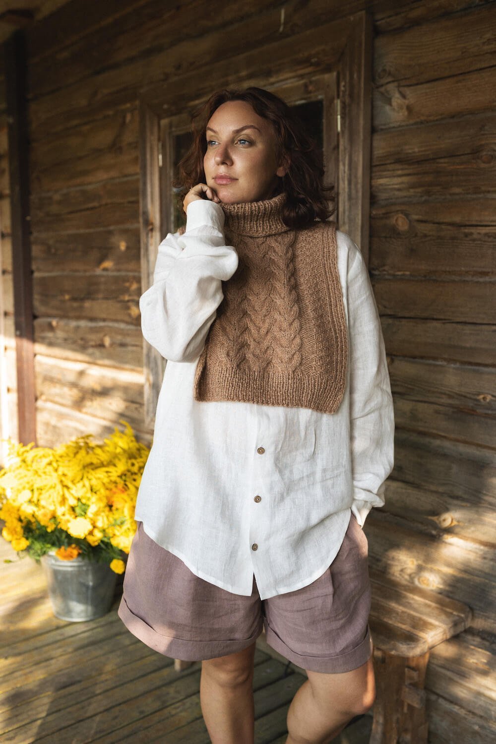 knitted wool bib collar