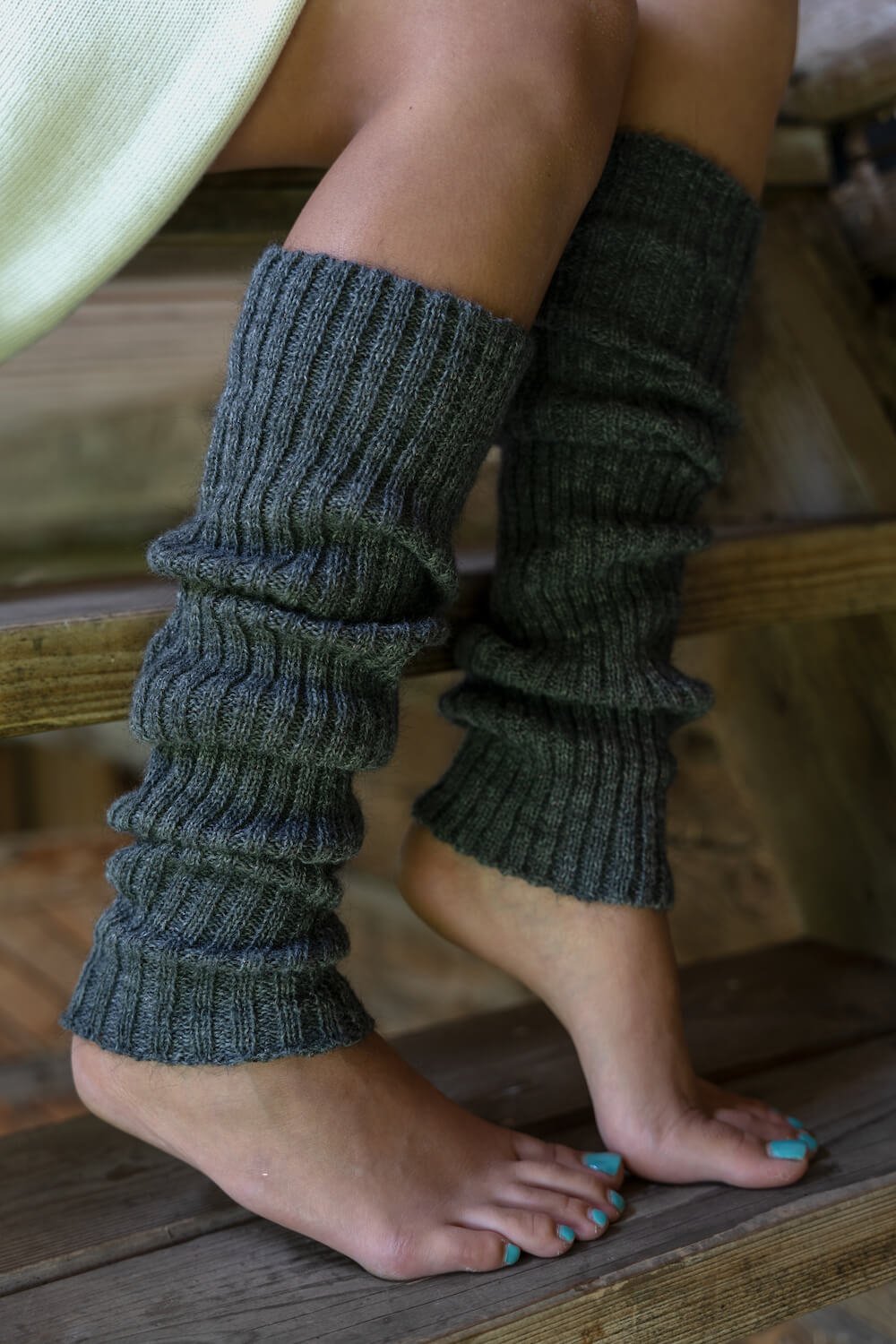 gray merino woolen legwarmers