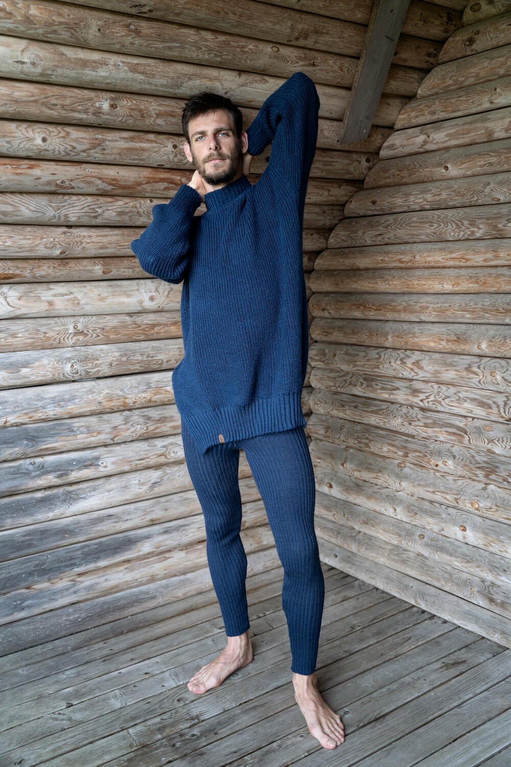 blue merino wool oversized jumper