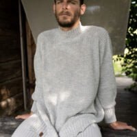 blue merino wool oversized jumper in beige