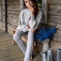 woman merino wool wide leg leggings