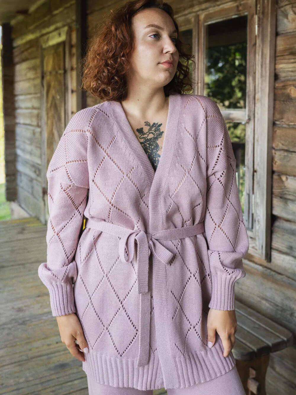 merino wool cardigan with belt