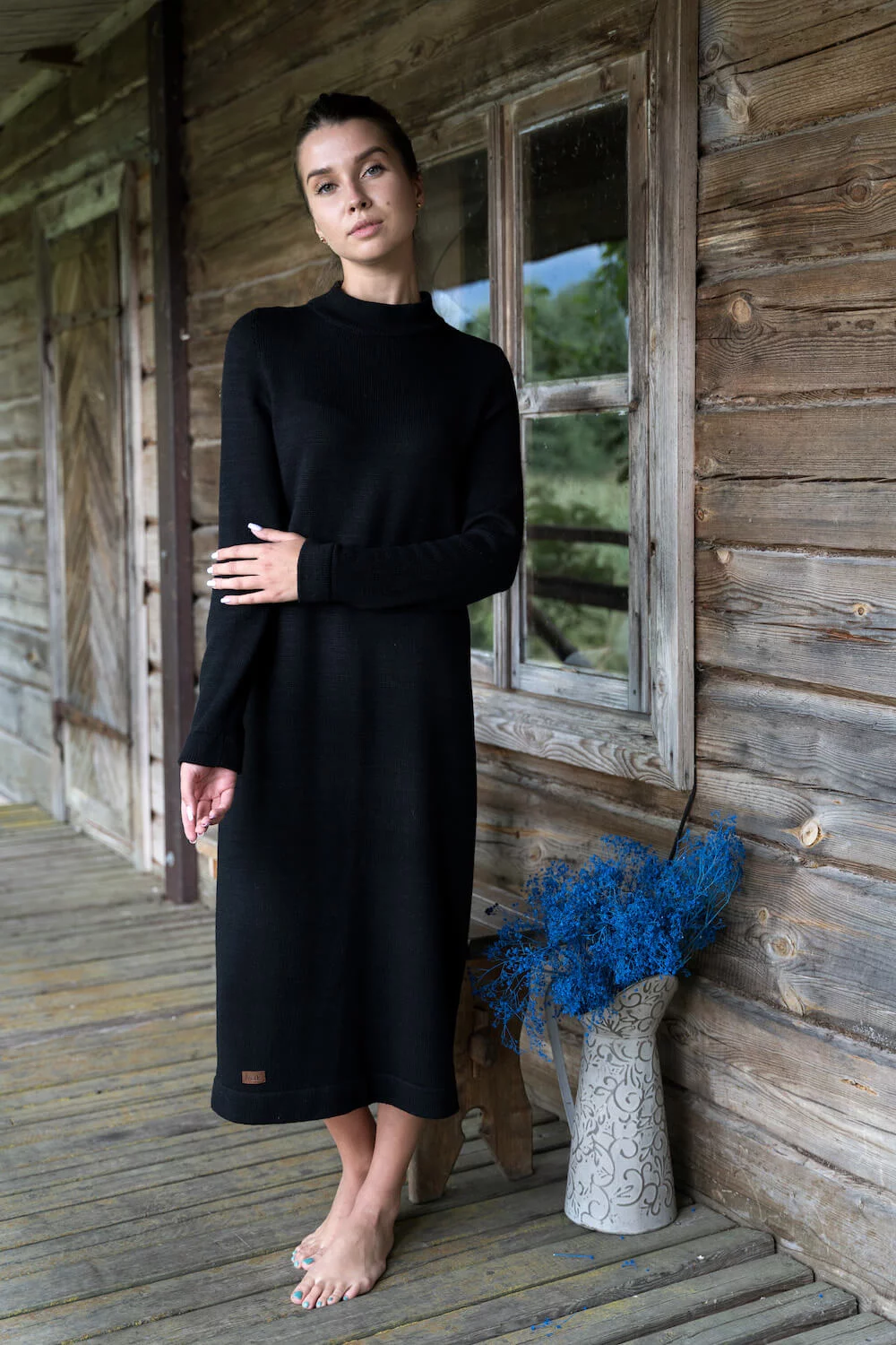 Knitted long merino wool dress My Linen Soul