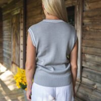 vintage style knit merino vest in grey