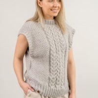 braided natural wool soft pullover vest
