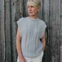 braided natural wool soft pullover vest