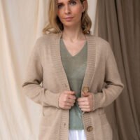 buttoned natural alpaca wool sweater