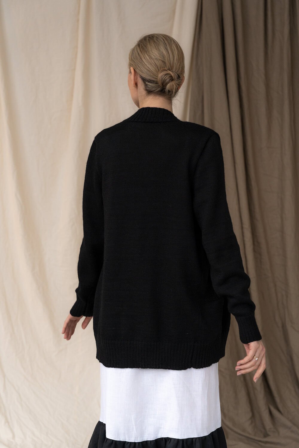 black alpaca woolen sweater for women