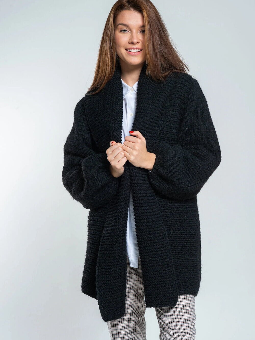 midi chunky woolen cardigan for women