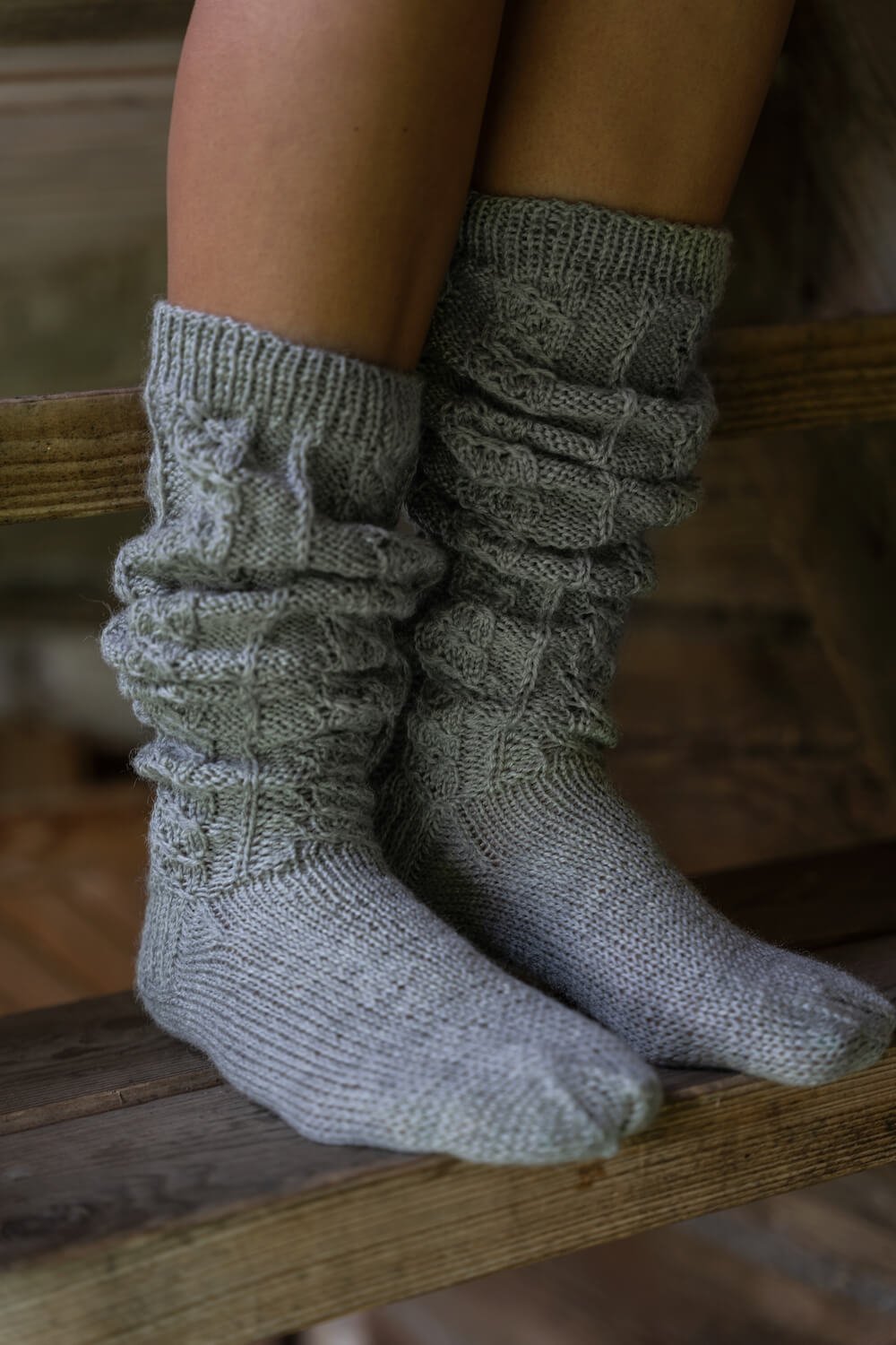 ilgos vilnonės kojinės pilkos spalvos