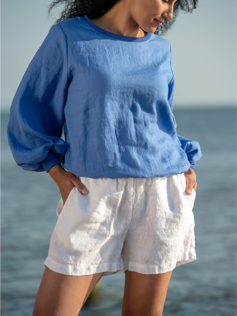 Lino palaidinė ilgomis pūstomis rankovėmis EIDA