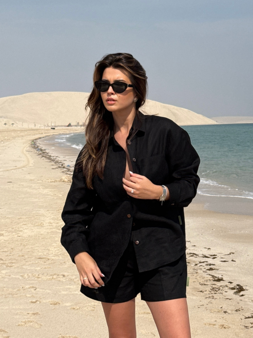 Linen shirts and shorts set BARBA black