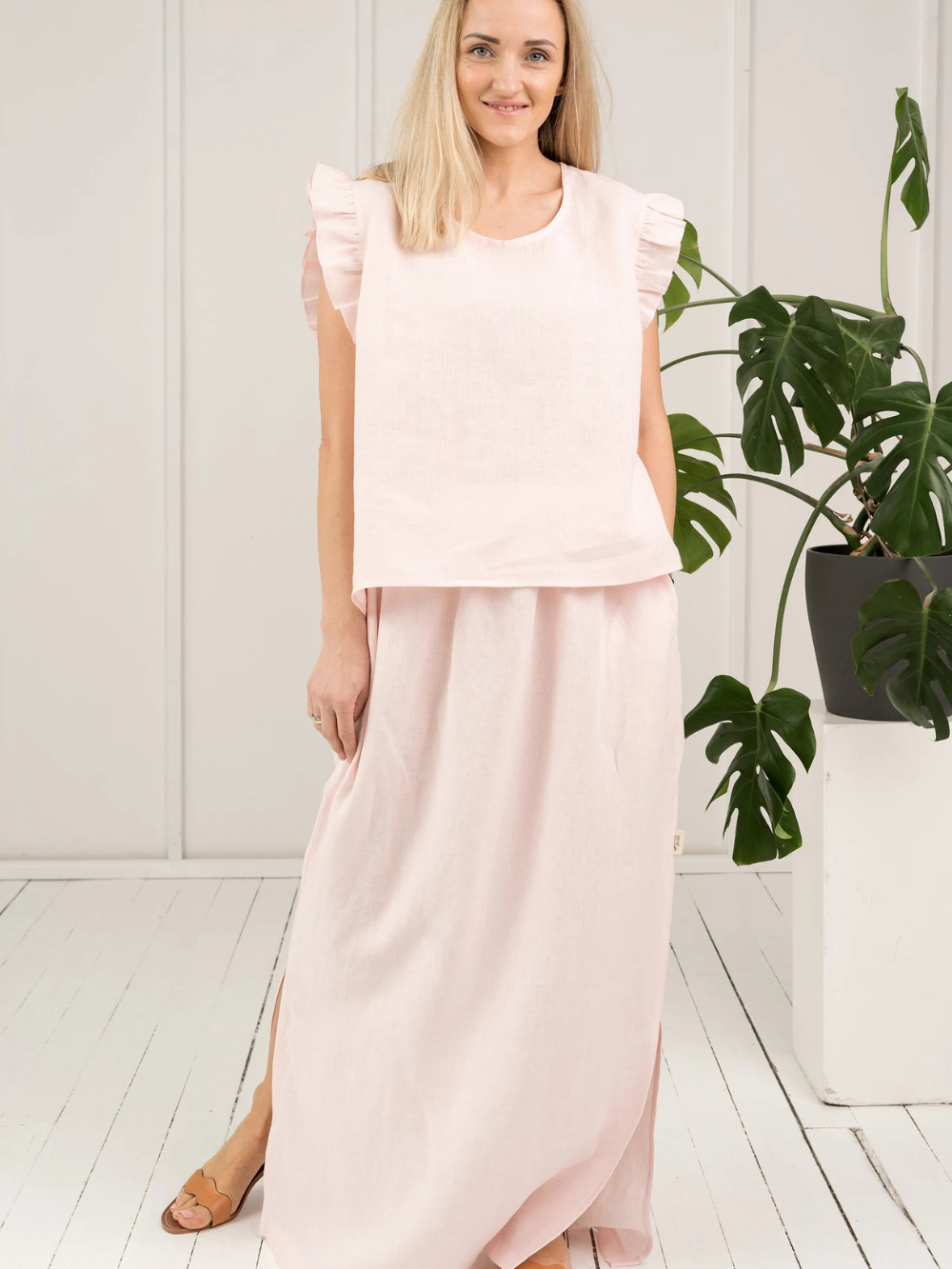 Ilgas lininis sijonas su kišenėmis MASON